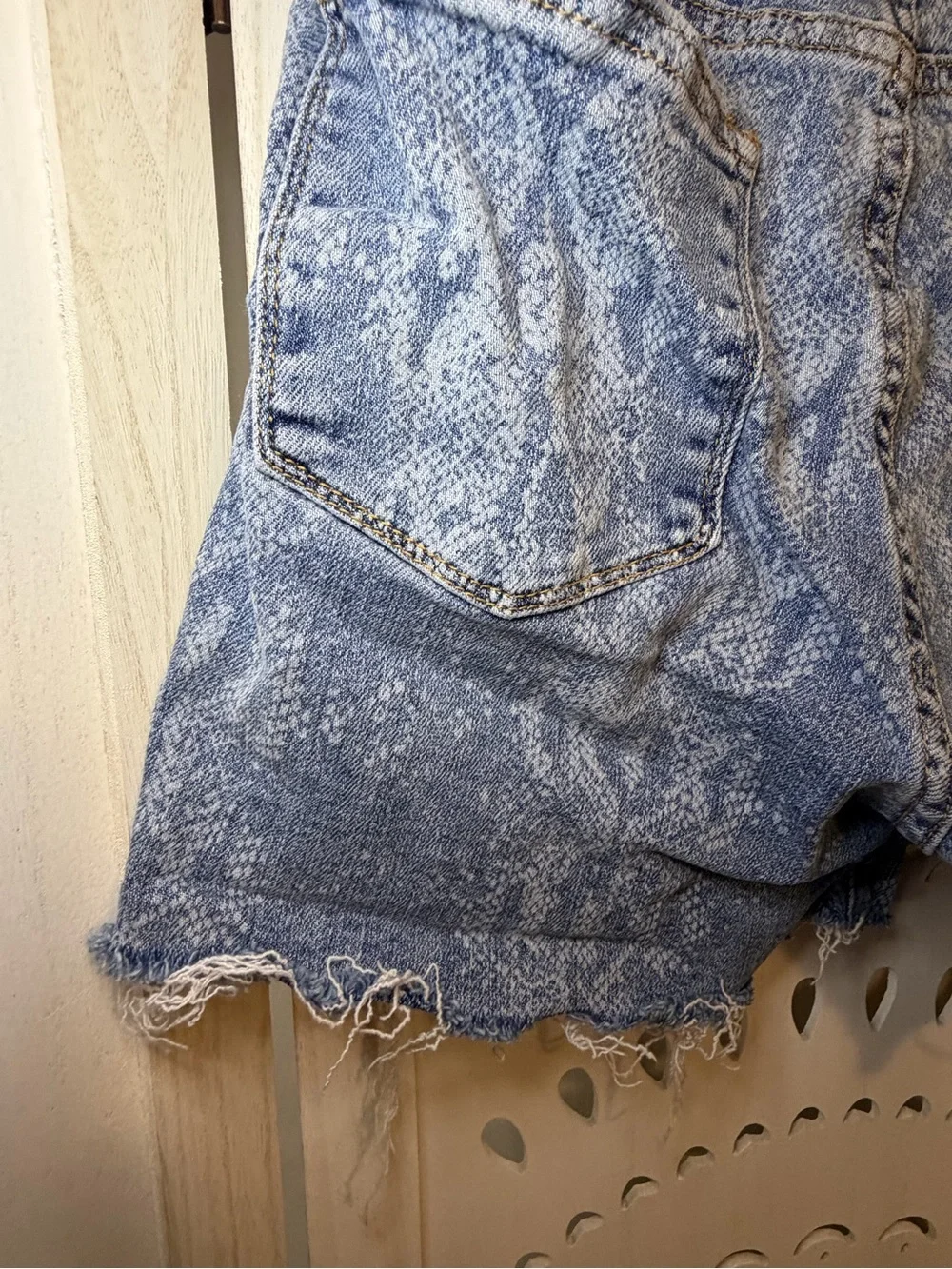 Judy Blue Snake-Print Denim Cutoff Shorts